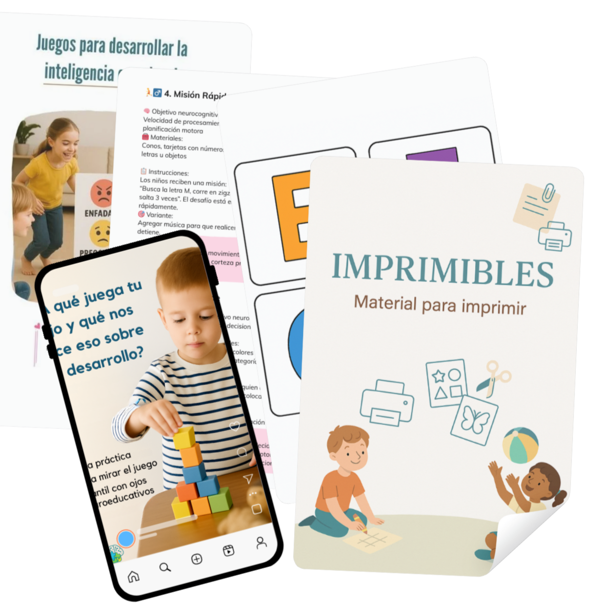 Desarrollo Infantil a través del movimiento: 50 juegos + Guía de observación del juego infantil + imprimibles  + anexo con planillas e infografía -Ebook-